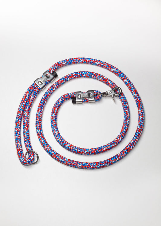 Red White & Blue Reflective Rope Leash